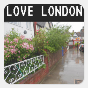 Adesivo Quadrado A London Street e a rain England