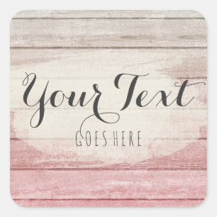 Adesivo Quadrado A madeira rústica cora chique gasto cor-de-rosa d