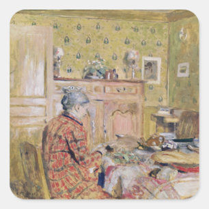 Adesivo Quadrado A mãe do artista que toma o pequeno almoço,
