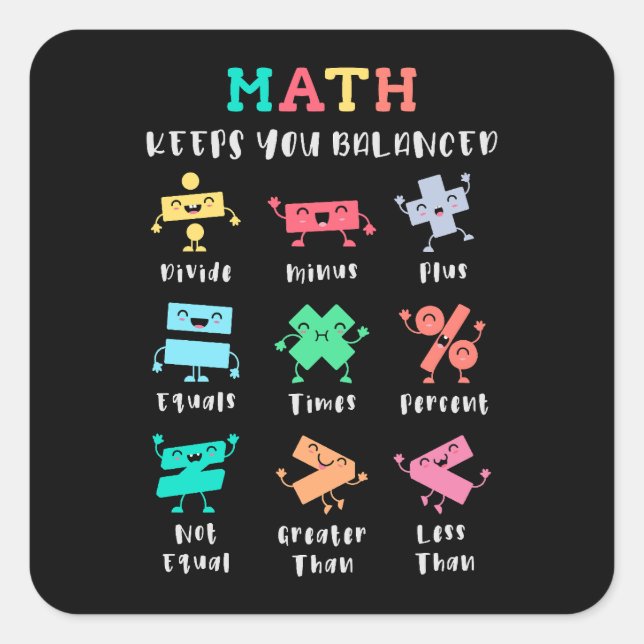 Adesivo Quadrado A matemática mantém você equilibrado (Frente)
