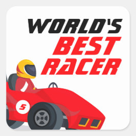 Adesivo Quadrado A melhor Festa de aniversário de carros de corrida