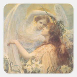 Adesivo Quadrado A mensagem de Angel de George Swather, Vintage Art