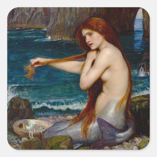 Adesivo Quadrado A Mermaid, c. 1900 by John Waterhouse (Frente)