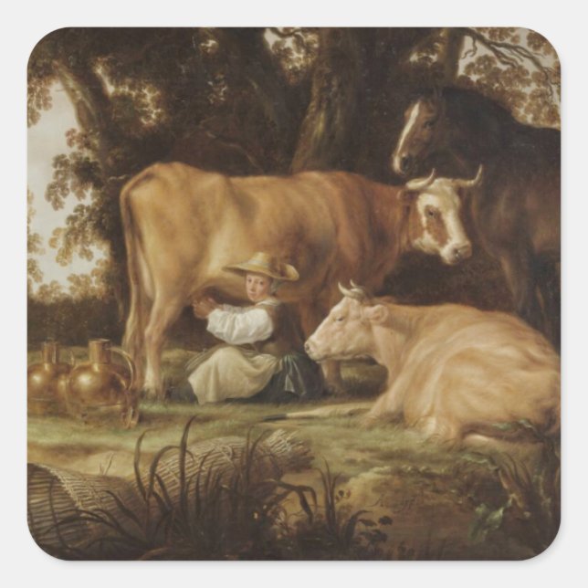 Adesivo Quadrado A Milkmaid Aelbert Cuyp (Frente)