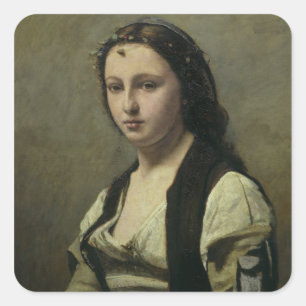 Adesivo Quadrado A mulher com a pérola, c.1842