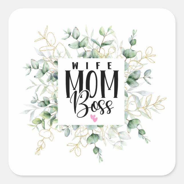 Adesivo Quadrado A mulher mãe chefe da água deixa o dia da mãe (Frente)