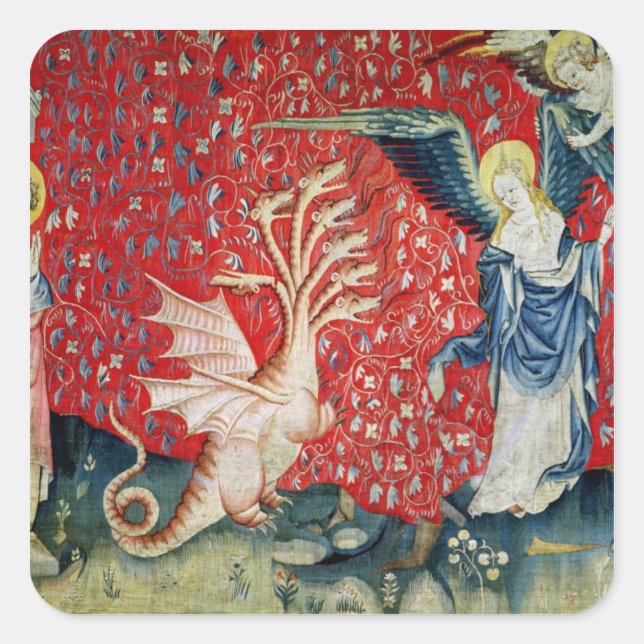 Adesivo Quadrado A Mulher Recebendo Asas para Fugir do Dragão (Frente)