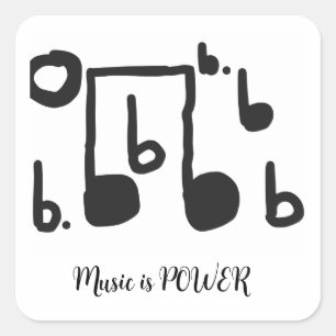 Adesivo Quadrado A música é o autocolante preto e branco