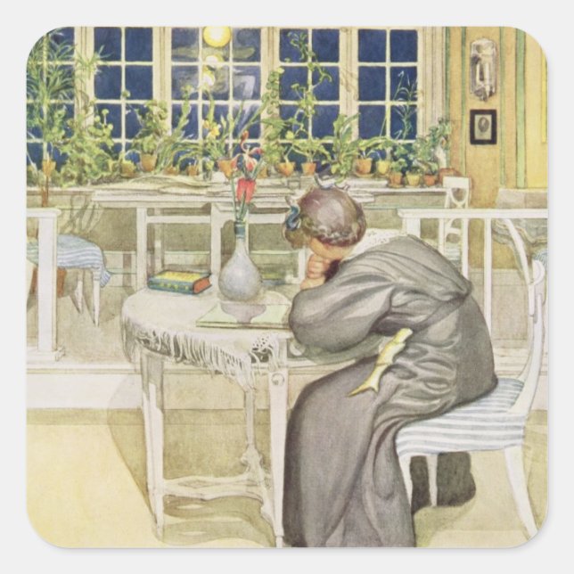 Adesivo Quadrado A noite antes da viagem à Inglaterra - Estudo (Frente)