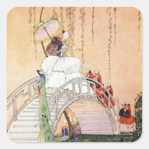 Adesivo Quadrado A Noite de Kay Nielsen em um Jardim Chinês