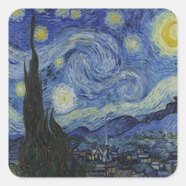 Adesivo Quadrado A Noite Estrelada de Van Gogh
