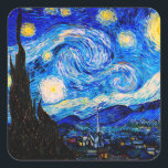 Adesivo Quadrado A Noite Estrelada Vincent Van Gogh<br><div class="desc">A Noite Estrelada de Vincent Van Gogh. Esta é uma antiga obra-prima do pintor mestre holandês Vincent Van Gogh. Esta pintura fina tem uma cor bela, vibrante e saturada. Vincent Van Gogh era um pintor impressionista holandês. Esta imagem está no dominio público</div>