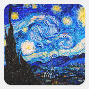 Adesivo Quadrado A Noite Estrelada Vincent Van Gogh