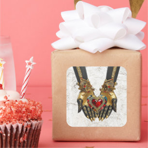 Adesivo Quadrado A oferta - Coração nas Mãos