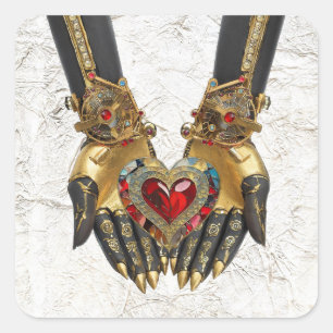 Adesivo Quadrado A oferta - Coração nas Mãos