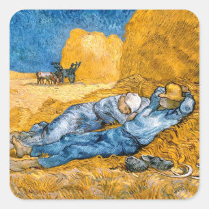 Adesivo Quadrado A paisagem Siesta (1890), Vincent Van Gogh