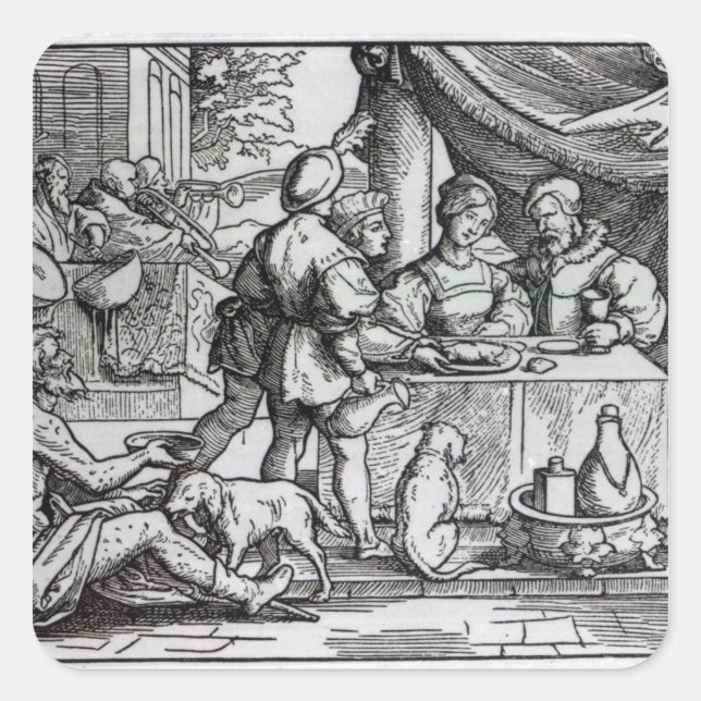 Adesivo Quadrado A Parábola de Lázaro e Dives (Frente)