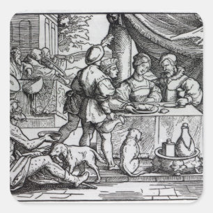 Adesivo Quadrado A parábola de Lazarus e de mergulhos