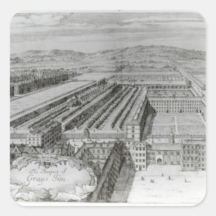 Adesivo Quadrado A perspectiva da pensão dos cinzas, 1720