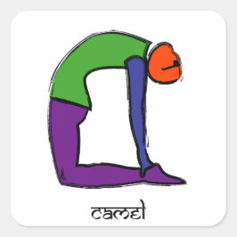 Adesivo Quadrado A pintura de yoga camelo posaria com texto sânscri