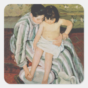Adesivo Quadrado A Pintura do Banho de Mary Cassatt Child