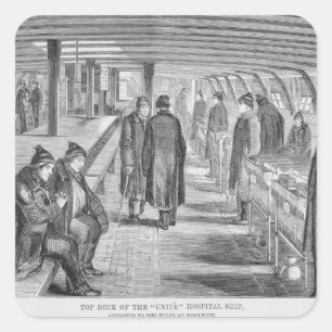 Adesivo Quadrado A plataforma superior do "une" o navio de hospital