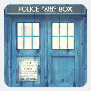 Adesivo Quadrado A polícia do vintage telefona à caixa de chamada