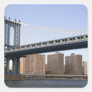 Adesivo Quadrado A ponte de Manhattan sobre o rio East