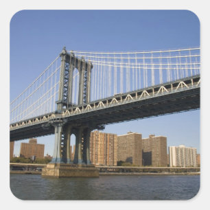 Adesivo Quadrado A ponte de Manhattan sobre o rio East 2