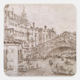Adesivo Quadrado A ponte de Rialto, Veneza