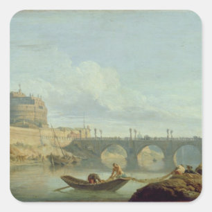 Adesivo Quadrado A ponte e o castelo Sant'Angelo, 1745
