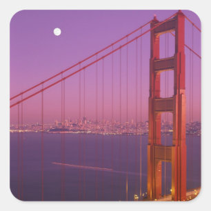 Adesivo Quadrado A Ponte Golden Gate logo após o pôr do sol,