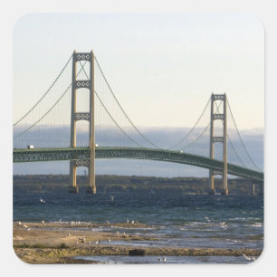 Adesivo Quadrado A Ponte Mackinac atravessando os Estreitos de 4