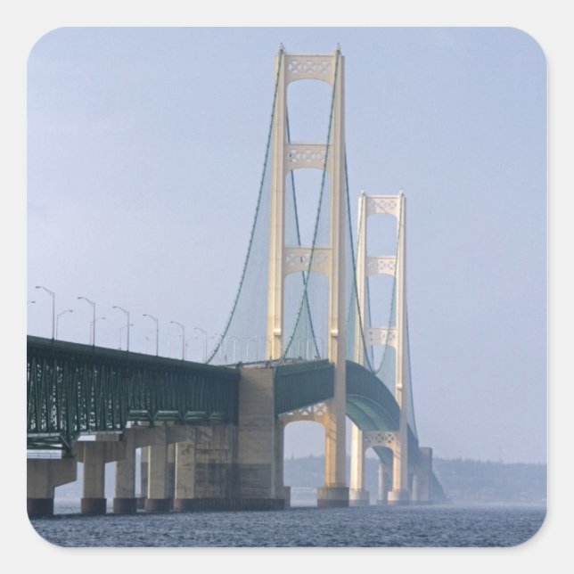 Adesivo Quadrado A ponte Mackinac que atravessa o estreito de (Frente)