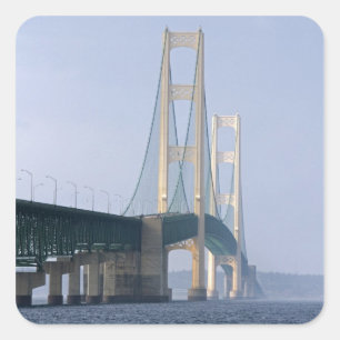 Adesivo Quadrado A Ponte Mackinac que atravessa os Estreitos de