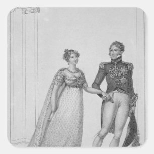 Adesivo Quadrado A princesa Charlotte de Wales e de príncipe