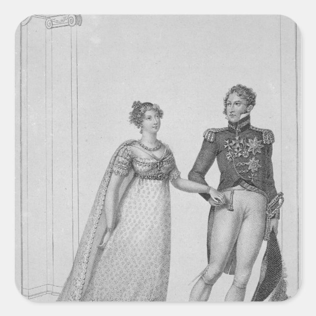 Adesivo Quadrado A princesa Charlotte of Wales e Prince (Frente)