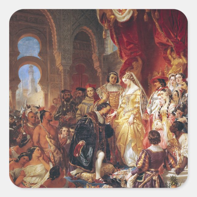 Adesivo Quadrado A recepção de Cristóvão Colombo (Frente)