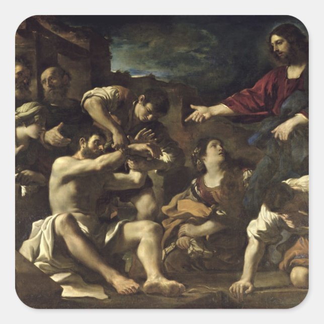 Adesivo Quadrado A ressurreição de Lazarus, c.1619 (Frente)