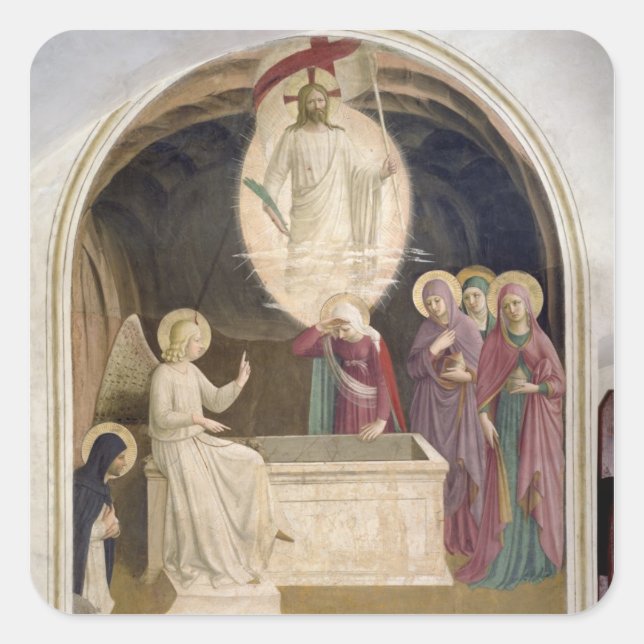 Adesivo Quadrado A Ressurreição do Cristo e das Mulheres Piosas em (Frente)