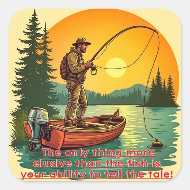 Adesivo Quadrado A retirada de um pescador (Frente)