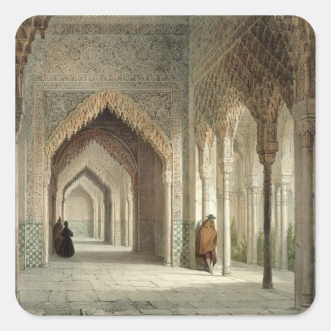 Adesivo Quadrado A sala da corte do Alhambra, Granada, 1853 (Frente)