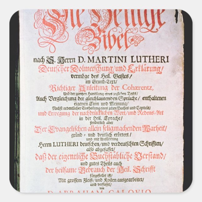 Adesivo Quadrado A Santa Bíblia, Vol. I, 1681 (Frente)