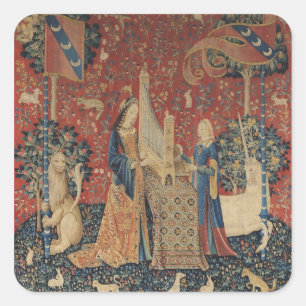 Adesivo Quadrado A Senhora e o Unicórnio: "Audição"