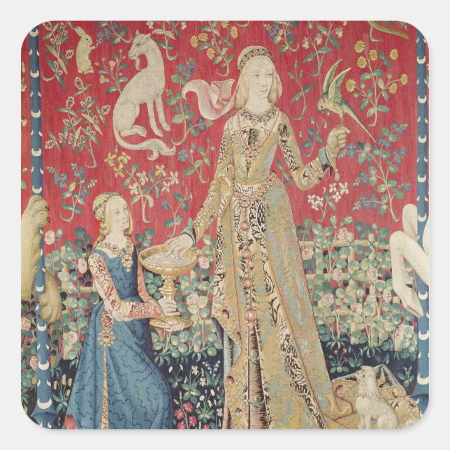 Adesivo Quadrado A Senhora e o Unicórnio: 'Gosto' (Frente)