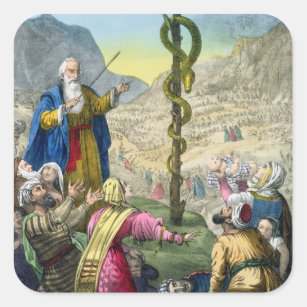 Adesivo Quadrado A serpente de bronze, de uma bíblia impressa por