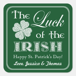 Adesivo Quadrado A sorte do dia do St Patrick irlandês