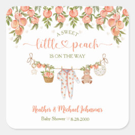 Adesivo Quadrado A Sweet Little Peach Clothesline Baby Shower