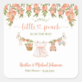 Adesivo Quadrado A Sweet Little Peach Clothesline Girl Baby Shower