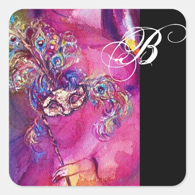 Adesivo Quadrado A TERCEIRA MASSA, Monograma Fuchsia Black (Frente)